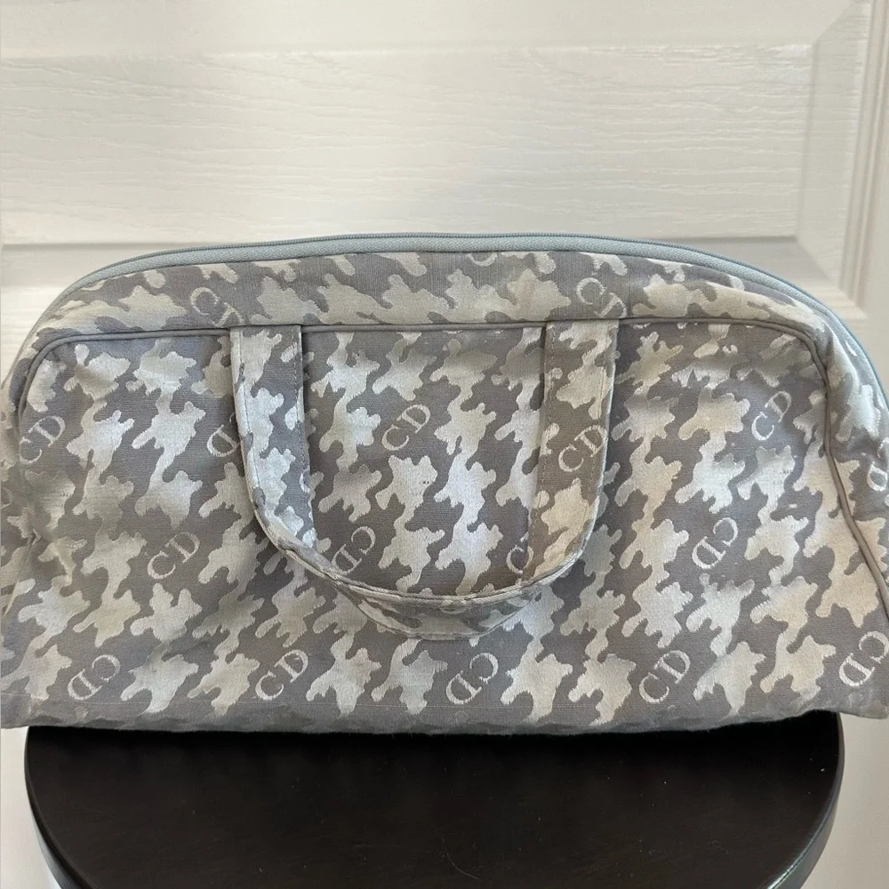 Christian Dior Vintage Houndstooth Cosmetic Pouch Travel Bag Organizer – Authent